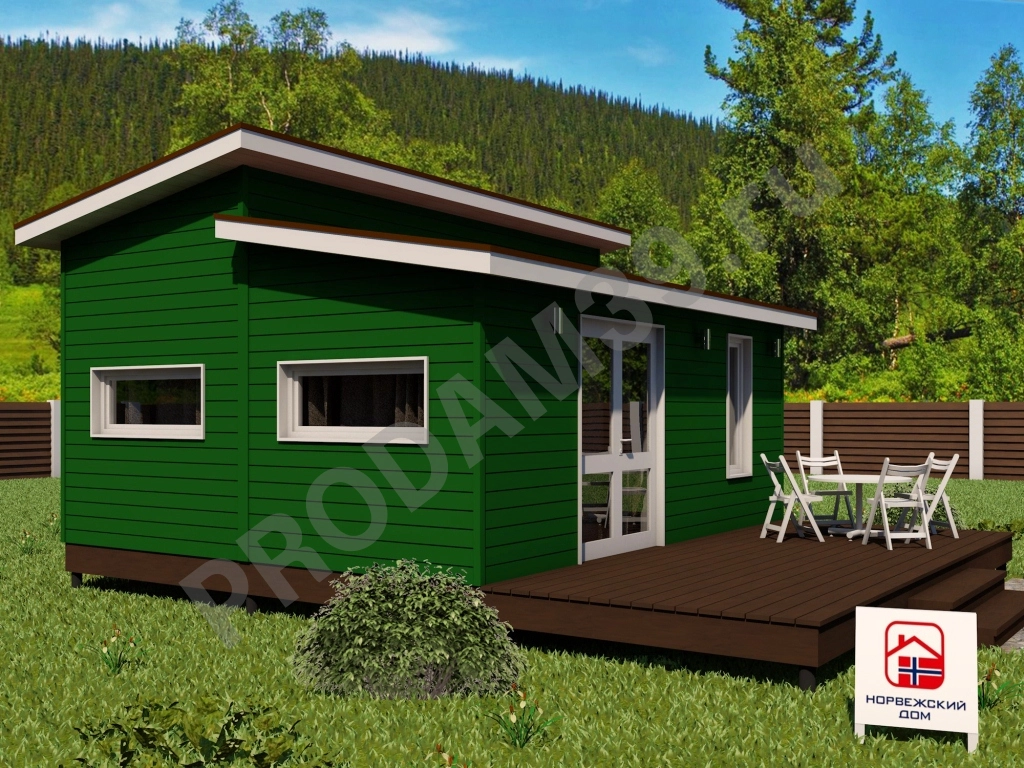 Норвежский дом 33 кв.м с сауной и террасой 15 кв.м