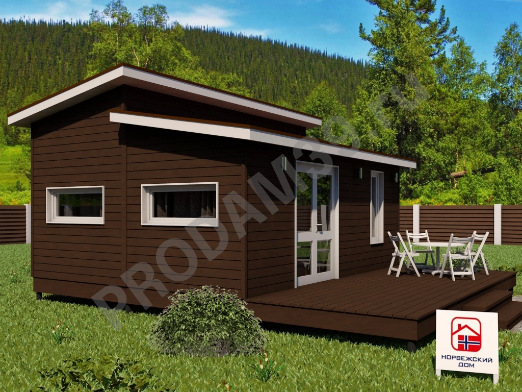 Норвежский дом 33 кв.м с сауной и террасой 15 кв.м