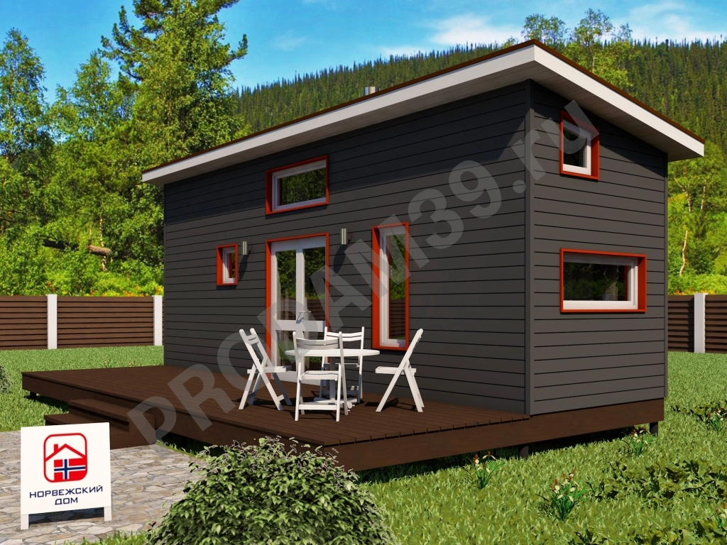 Норвежский дом 29 кв.м с сауной и террасой 21 кв.м
