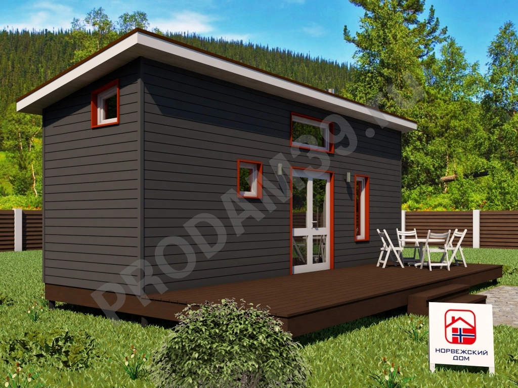 Норвежский дом 29 кв.м с сауной и террасой 21 кв.м