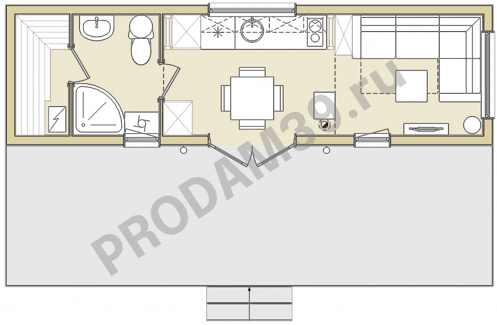 Норвежский дом 29 кв.м с сауной и террасой 21 кв.м