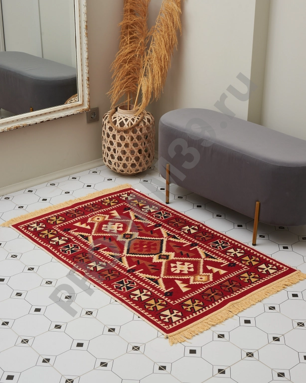 Ковер безворсовый 80х125 см, натуральный хлопок