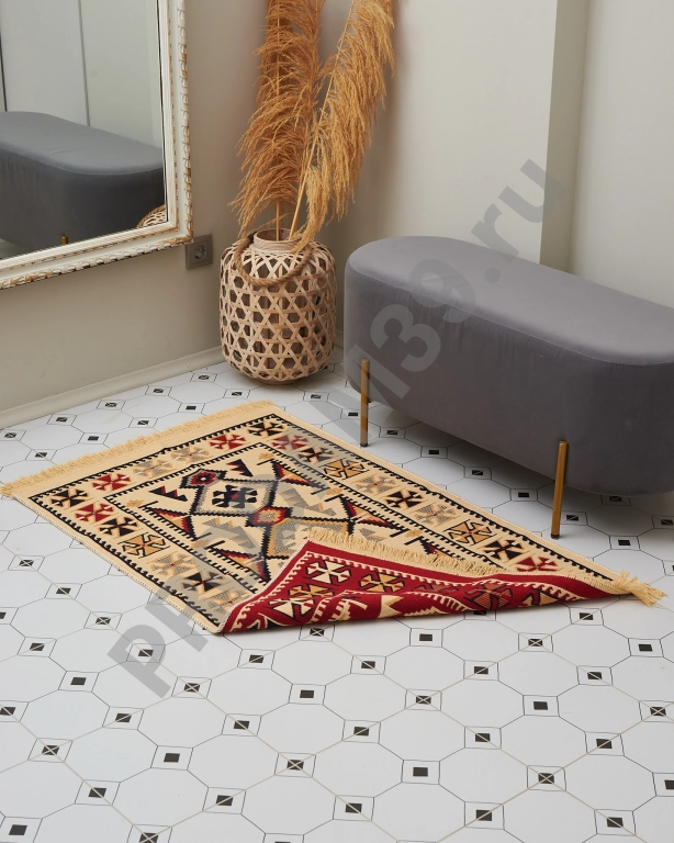 Ковер безворсовый 80х125 см, натуральный хлопок