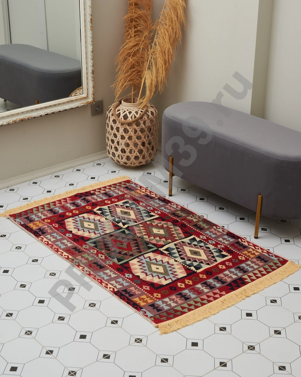 Ковер безворсовый 80х125 см, натуральный хлопок