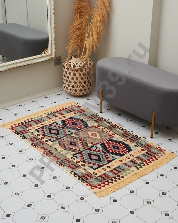 Ковер безворсовый 80х125 см, натуральный хлопок