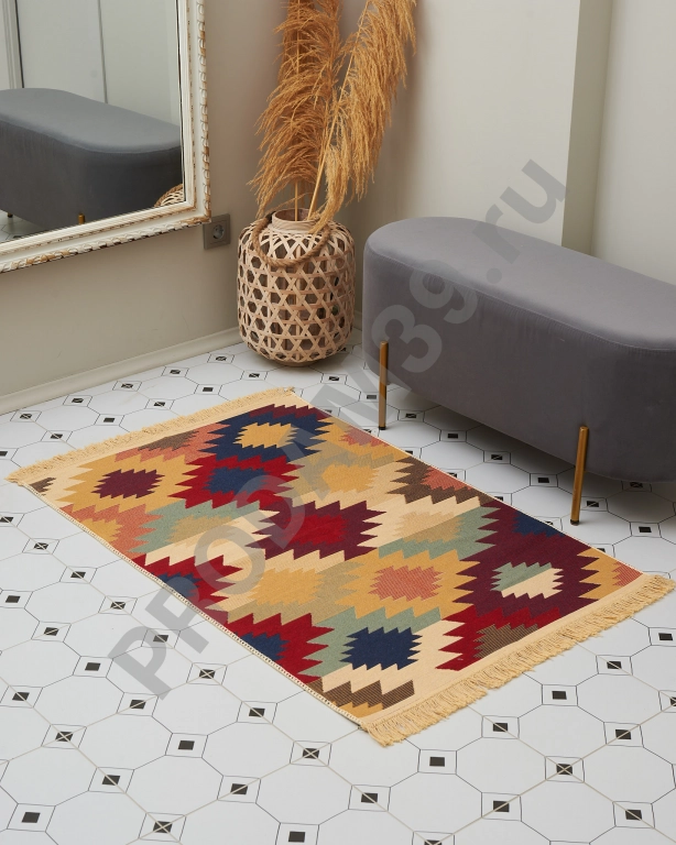 Ковер безворсовый 80х125 см, натуральный хлопок