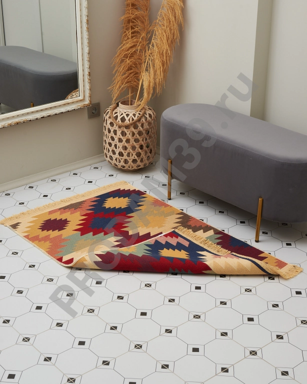 Ковер безворсовый 80х125 см, натуральный хлопок