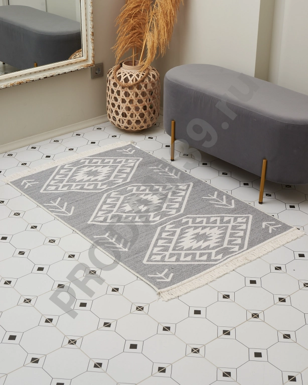 Ковер безворсовый 80х125 см, натуральный хлопок