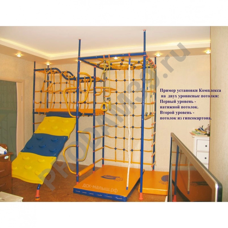 Детский спортивный комплекс пристенный 7-опорный со скалодромом