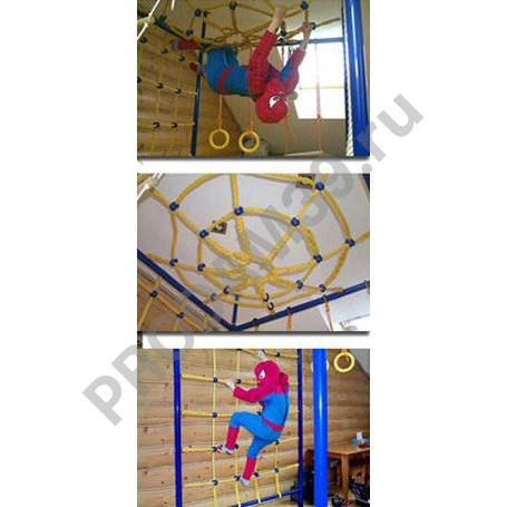 Детский спортивный комплекс пристенный 5-ти опорный с паутиной