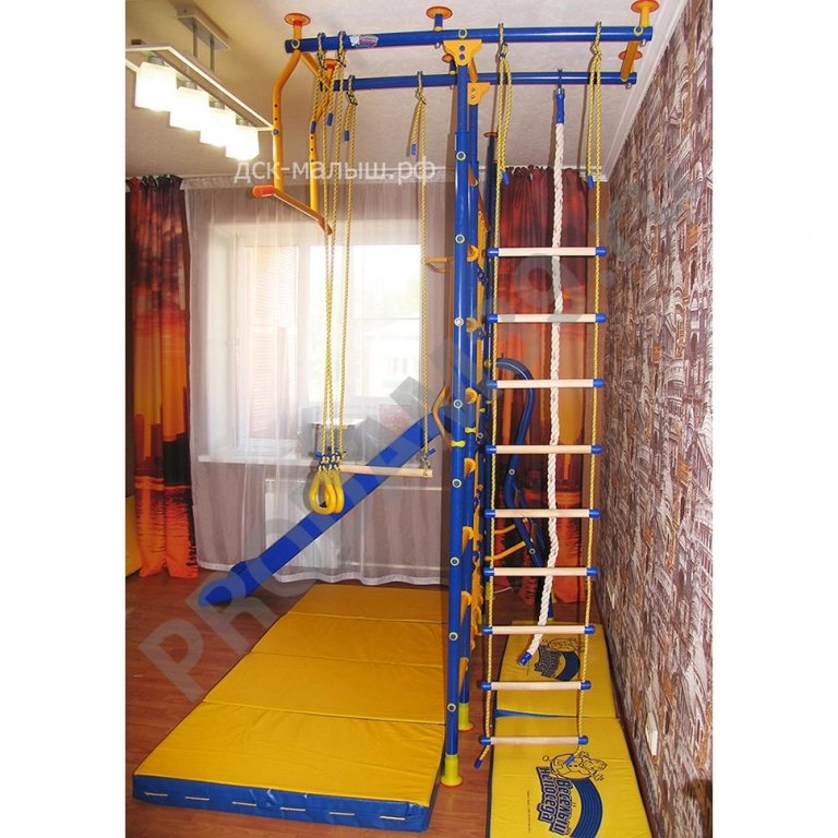 Детский спортивный комплекс пристенный 10 с сеткой и горкой