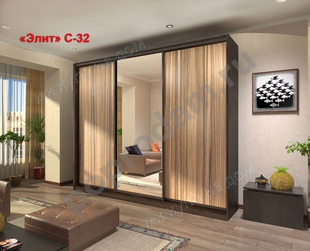 Шкаф-купе 3-х дверный шириной 2,40 м от производителя