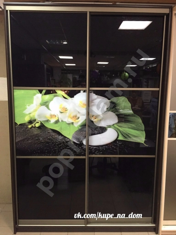 Шкаф купе с фотопечатью и цветным стеклом