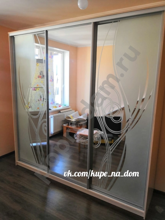 Шкаф купе с 1 зеркалом и 2 рисунками