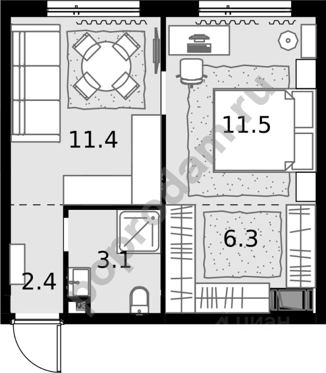 1-к кв. Москва Отрадная ул., 4А (34.7 кв.м)