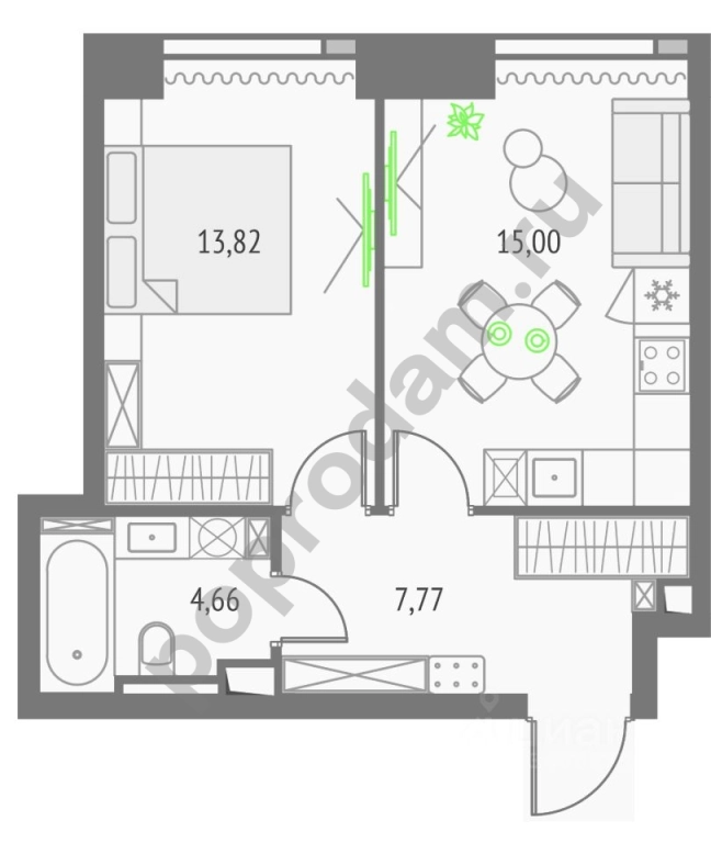 1-к кв. Москва Огородный проезд, 4С2 (41.25 кв.м)