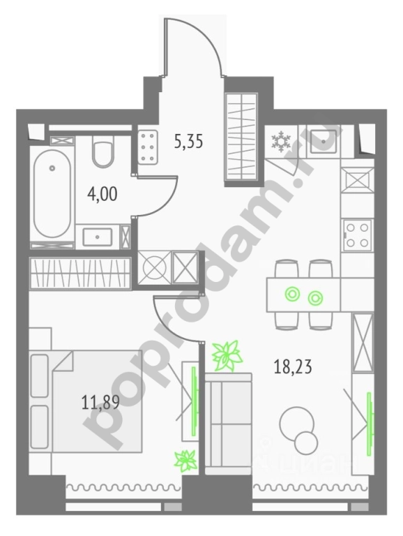 1-к кв. Москва Огородный проезд, 4С2 (39.47 кв.м)