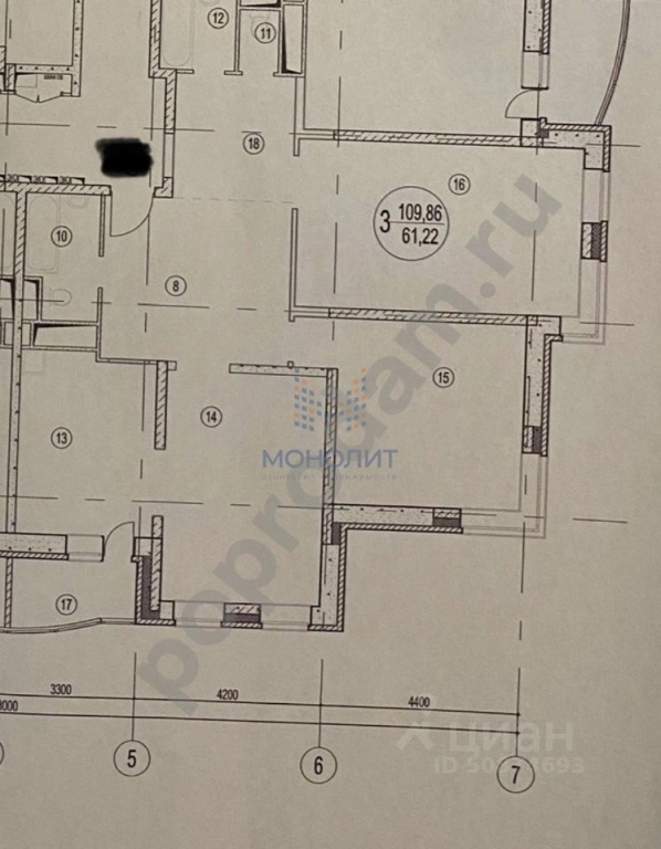 3-к кв. Москва Тихвинская ул., 14к1 (106.1 кв.м)