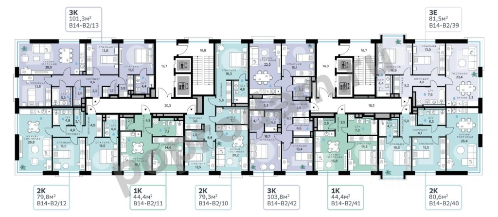 3-к кв. Москва Рублево-Архангельское мкр, В14 кв-л, Сберсити жилой комплекс (103.8 кв.м)