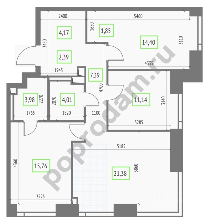 3-к кв. Москва Огородный проезд, 4С2 (86.47 кв.м)