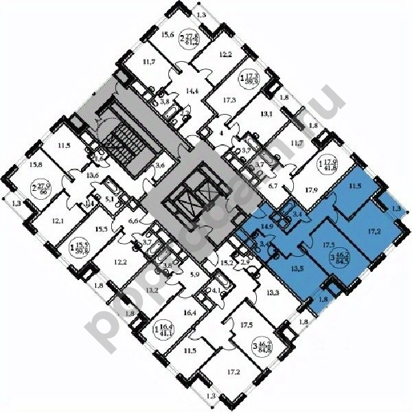 3-к кв. Москва Краснобогатырская ул., 38к7 (84.5 кв.м)