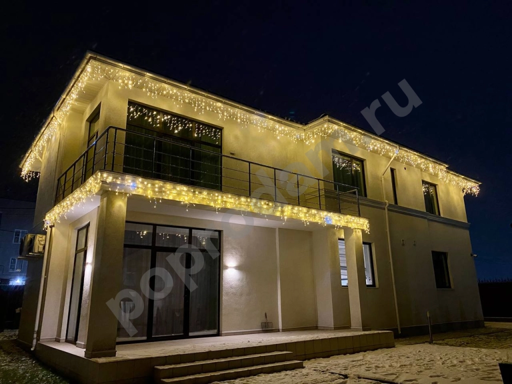 Световое оформление фасада дома