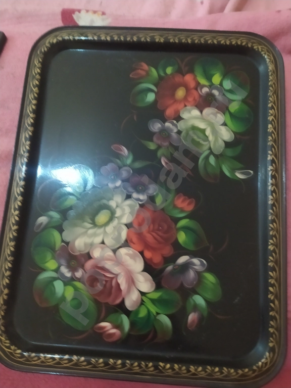 Поднос Жостово автор Брюсова ручная роспись розы