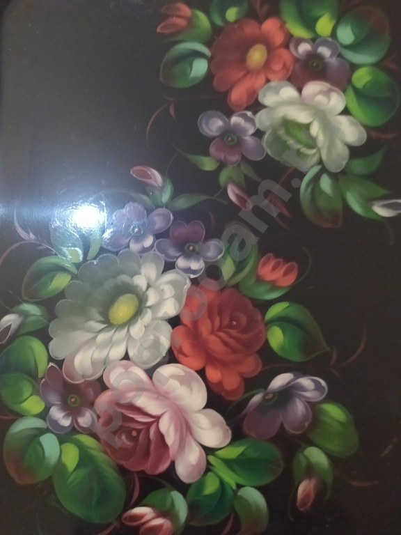 Поднос Жостово автор Брюсова ручная роспись розы