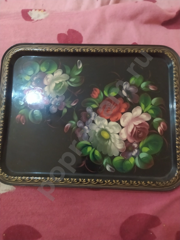 Поднос Жостово автор Брюсова ручная роспись розы