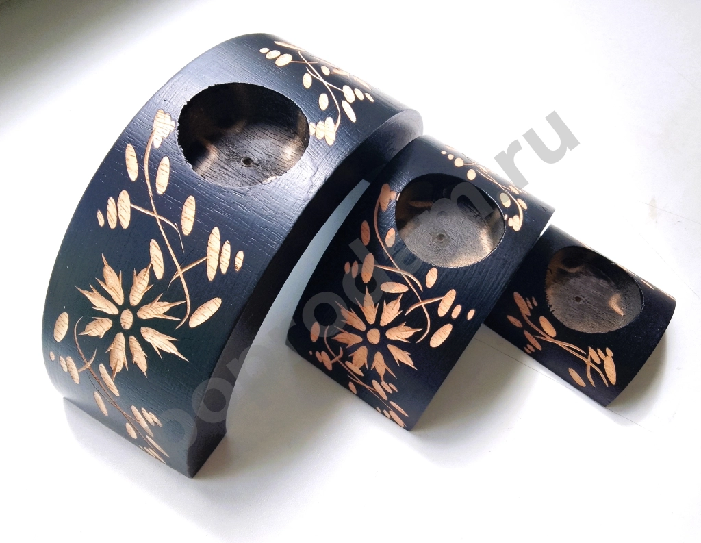 Подсвечники. Набор из дерева mango