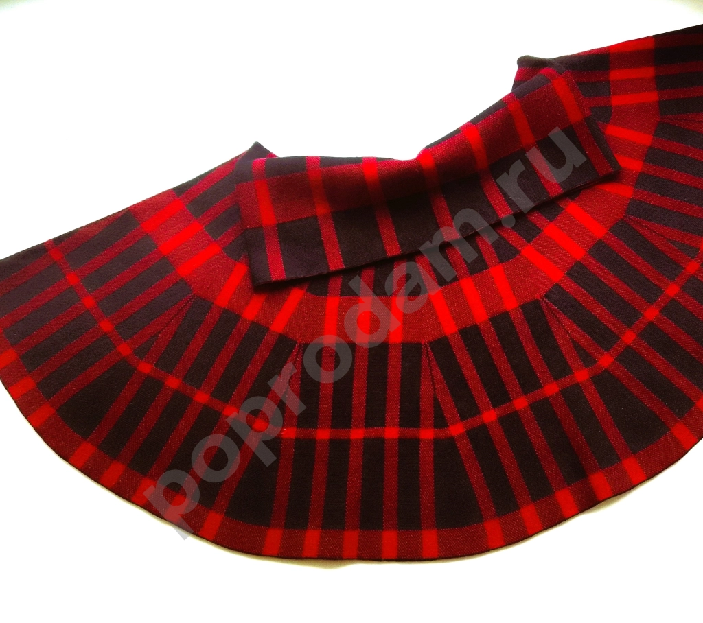 Юбка-солнце красная в клетку