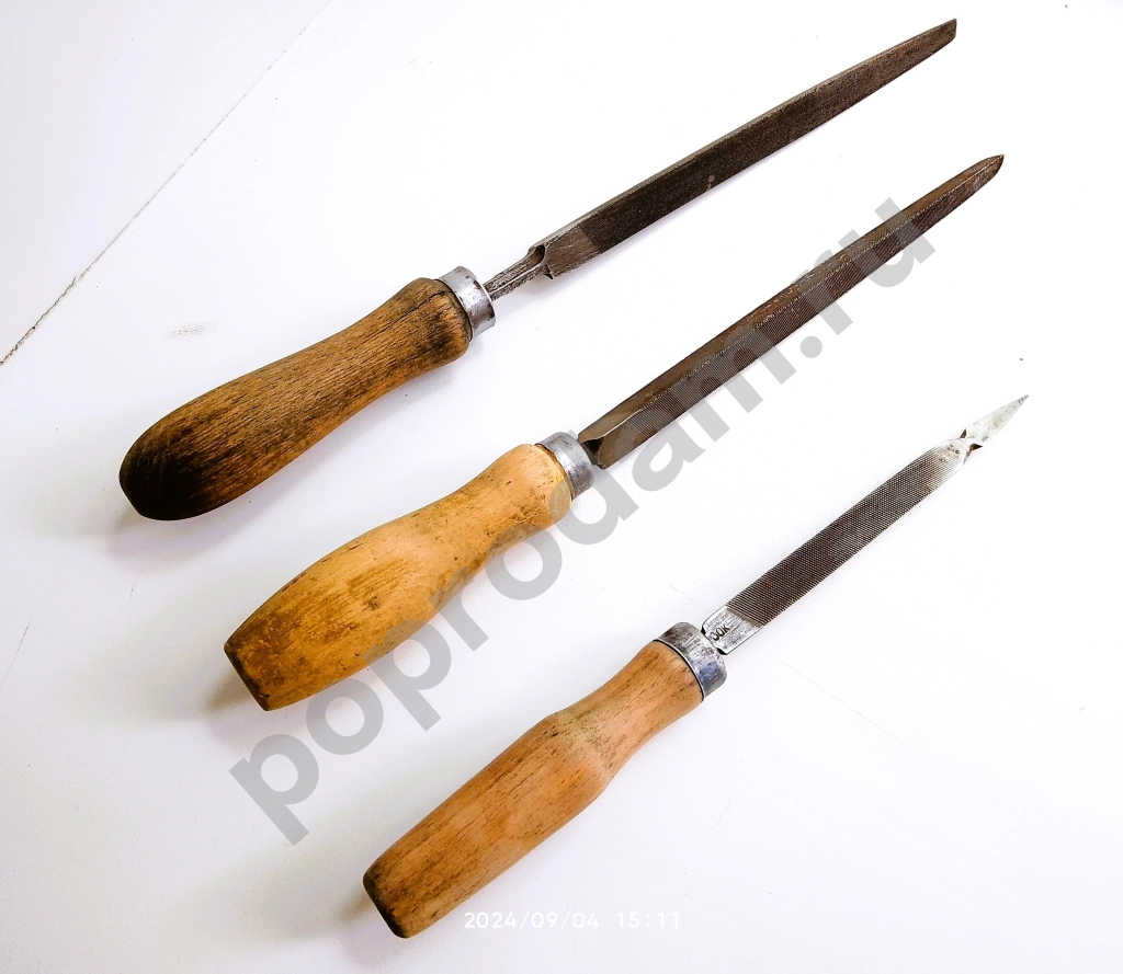 Напильники трехгранные СССР с деревянной ручкой