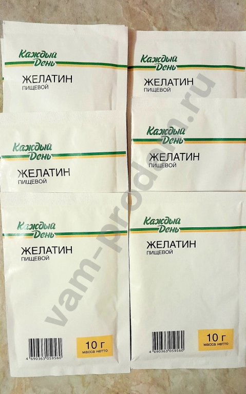 За 10 шт. Желатин пищевой 10 г (Ашан)
