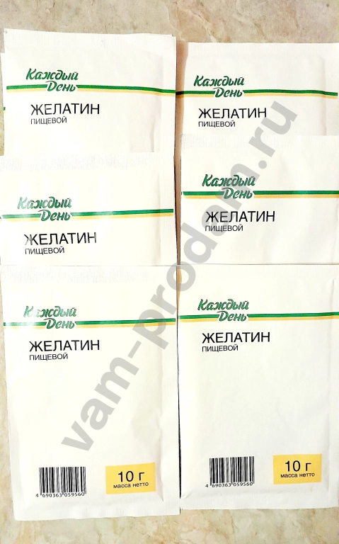 Зa 10 шт. Желатин пищевой 10 г (Aшaн)