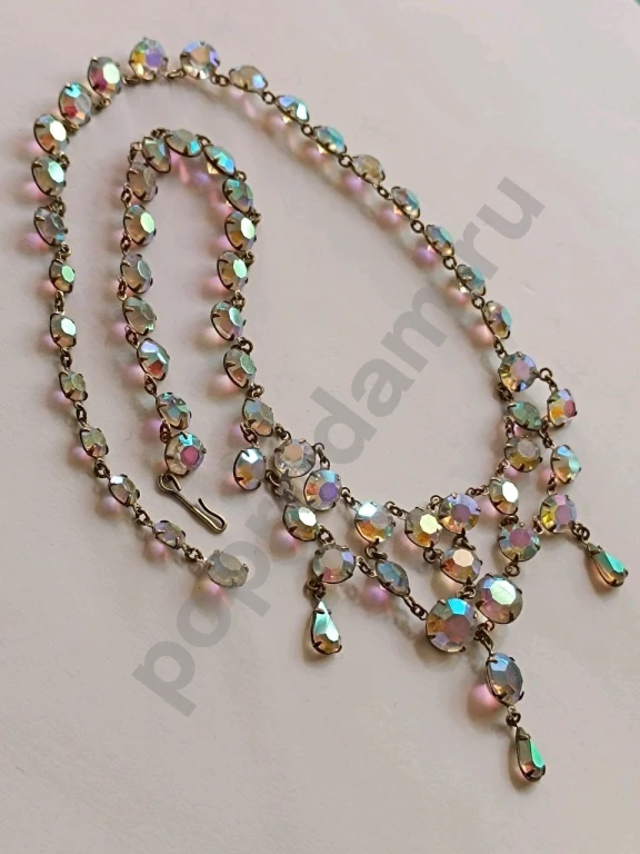 Колье. Чехия. Jablonex. Винтаж. Безель. Стекло АБ.