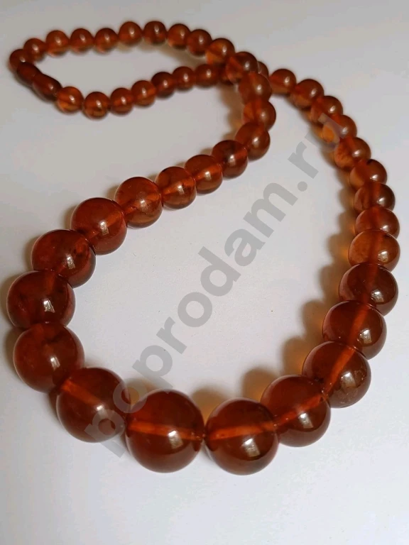 Длинные Крупные Бусы. Натуральный Янтарь. Винтаж.