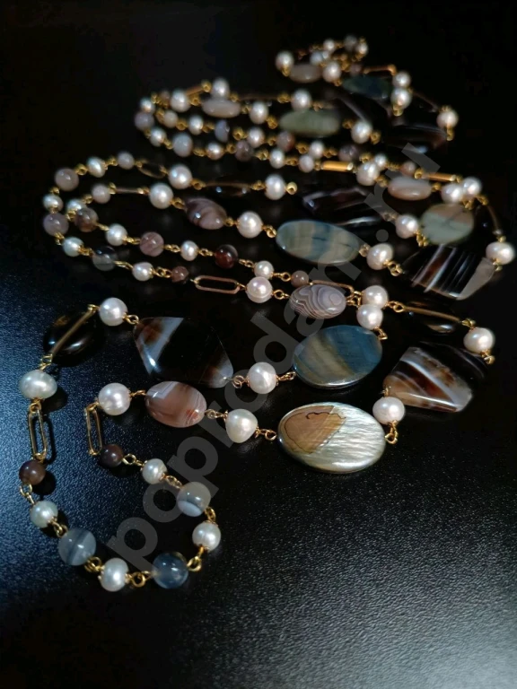 Длинные Бусы Цепочка. 2МЕТРА. Italia Independent. Натуральный Жемчуг. Натуральный Камень.