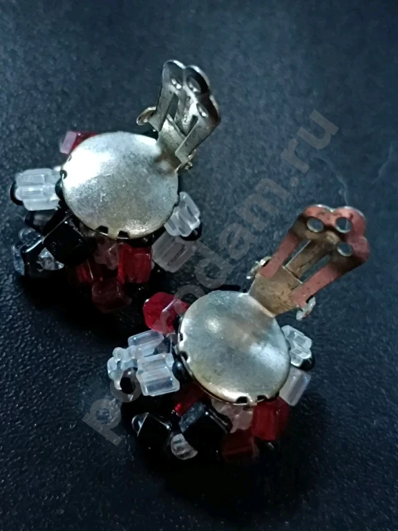 Наборные Клипсы. Чехия. Jablonex. Винтаж. Стекло.