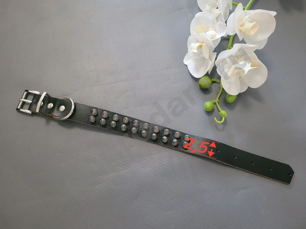 Ошейник для собаки кожаный коричневый с шипами