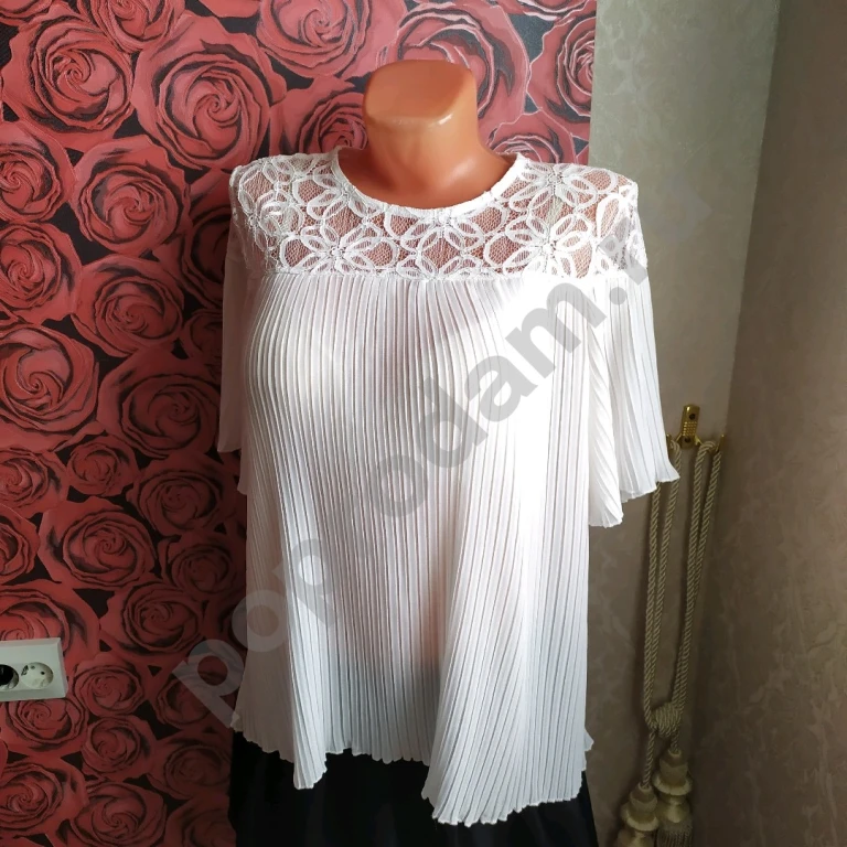Блузка плиссировка белая размер М 46 женская
