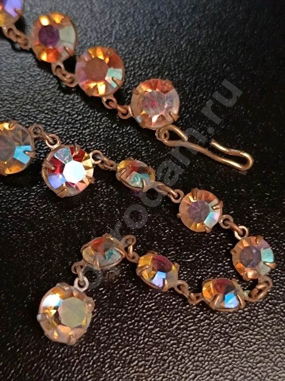 Колье. Чехия. Jablonex. Винтаж. Безель. Стекло АБ.