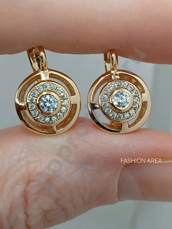 Позолоченные серьги с фианитами Jeanne Luxe Gold