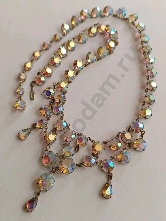 Колье. Чехия. Jablonex. Винтаж. Безель. Стекло АБ.