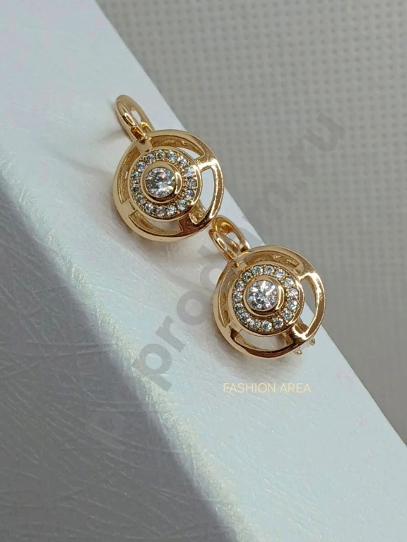 Позолоченные серьги с фианитами Jeanne Luxe Gold