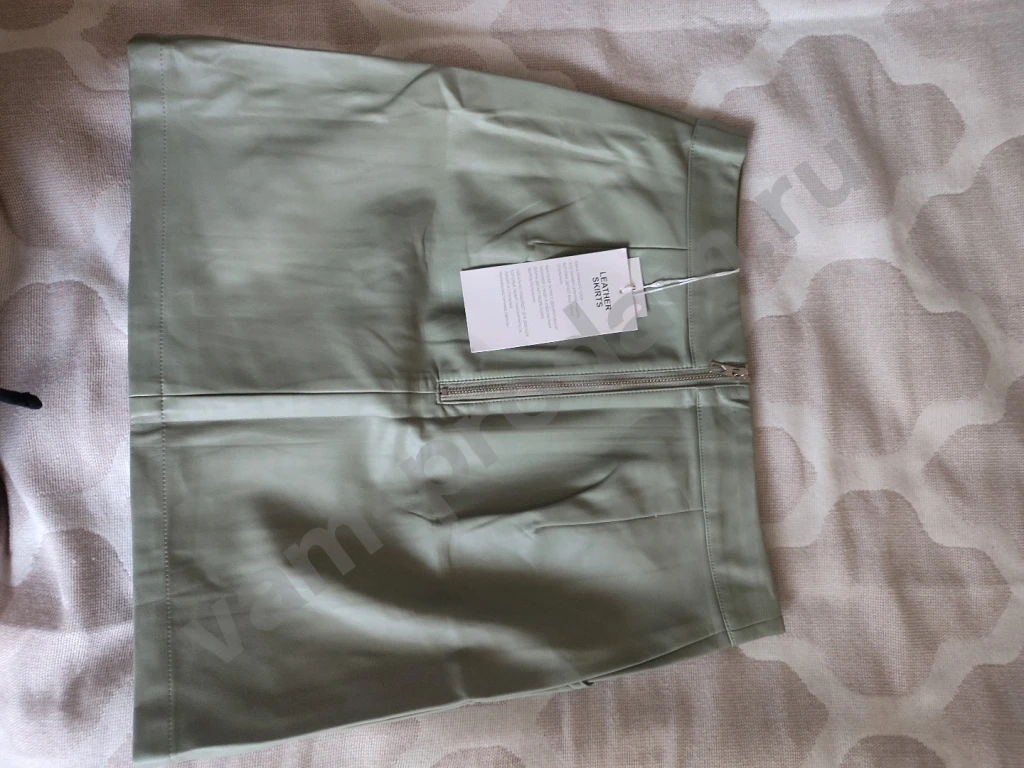 Оливковая прямая юбка из экокожи Gloria Jeans