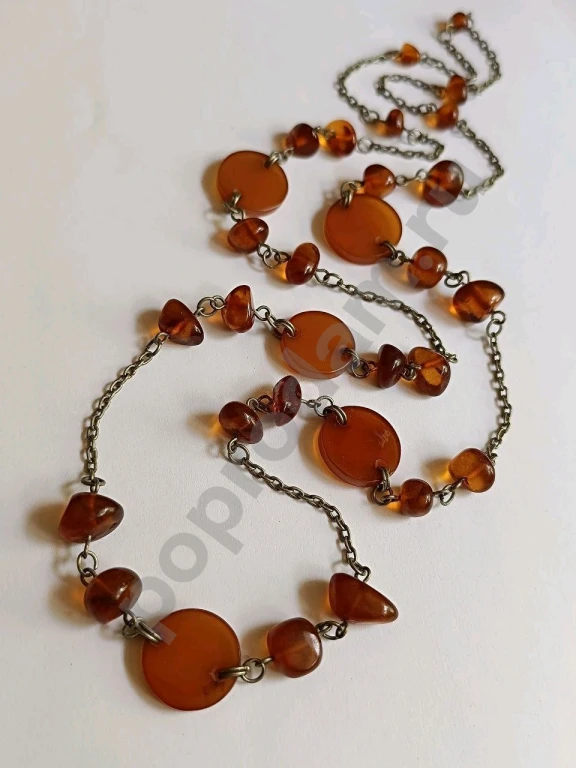 Длинные Бусы Цепочка. Натуральный Янтарь. Прибалтика. Винтаж.