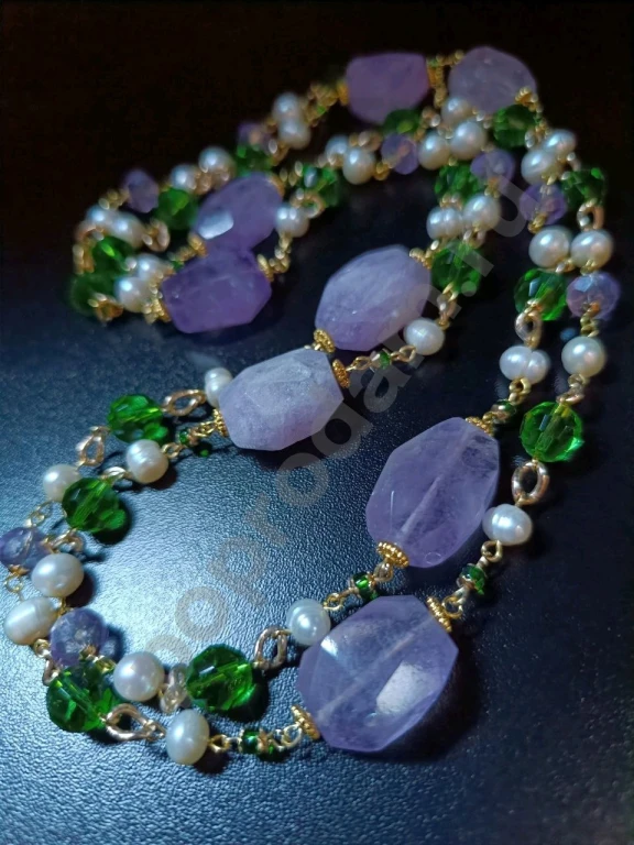 Длинные Бусы Цепочка. 1метр 40см. Italia Independent. Натуральный Жемчуг, Камень.