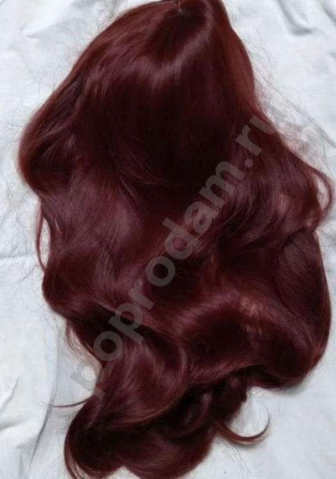 Парик бордовый длинный новый