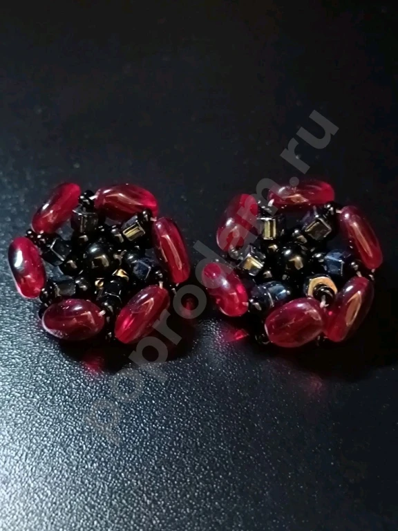 Крупные Наборные Клипсы. Чехия. Jablonex. Винтаж. Стекло.