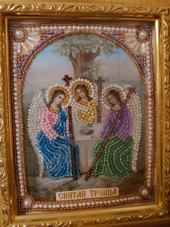 Бисерная икона троица